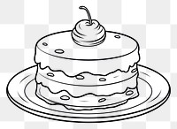PNG Doodle outline of simple cake dessert icing cream.