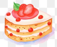 PNG Digital paint illustration of cake dessert berry cream.