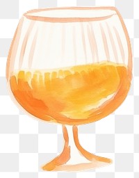PNG Hand drawn a brandy in kid illustration book style glass drink white background.