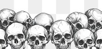 PNG Skull line horizontal border drawing sketch illustrated