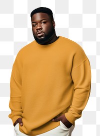 Man png wearing mustard yellow sweater, transparent background