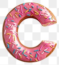 PNG Donut in Alphabet Shaped of C donut dessert shape.