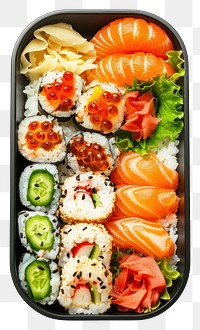 PNG Shushi bento seafood sushi plate.