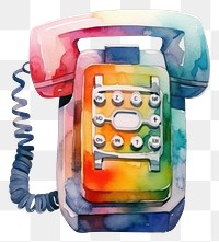 PNG Telephone icon shaped watercolor paint white background electronics calculator.