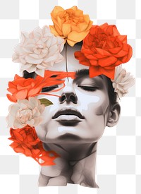 PNG Drawing with flowers art portrait plant