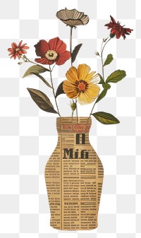 PNG Ephemera minimal flower vase art plant calligraphy