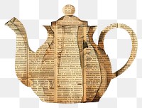PNG Ephemera paper tea kettle teapot art refreshment.
