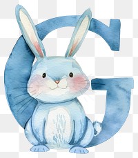 PNG Bunny alphabet G mammal rabbit watercolor painting.