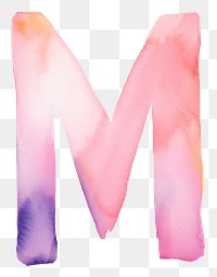 PNG  Watercolor illustration letter M white background accessories creativity.