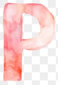 PNG  Watercolor illustration letter P text white background medication.