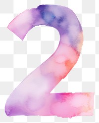 PNG  Watercolor illustration number letter 2 text white background creativity.