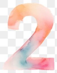 PNG  Watercolor illustration number letter 2 text white background circle.