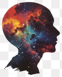 PNG Nebula in head Silhouette silhouette art painting.
