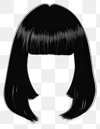 Black bob hair stlye hairstyle white background front view.