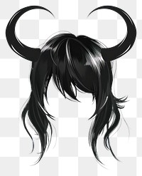 Black horn hairstyle adult art white background.