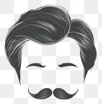 Man Shoulder Length LongHair mustache drawing sketch.
