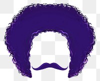 Purple blue man afro hairstyle face white background.