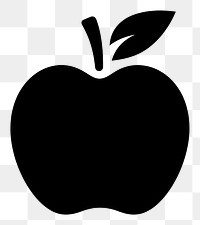 PNG Apple fruit logo icon black plant white background.