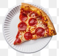 PNG Pizza with pepperoni plate slice food.
