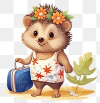 PNG Hedgehog character Vacation summer cartoon mammal nature.