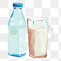 PNG Milk bottle glass drink.