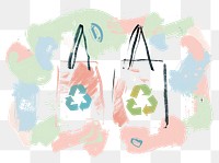 PNG Cute recycle bag illustration text creativity recycling.