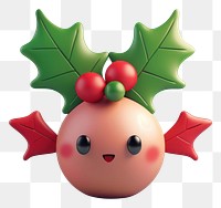 PNG 3d Holly christmas cartoon plant.