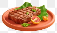 PNG 3d Steak plate meat food.