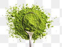 PNG Green matcha powder spoon green white background
