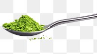 PNG Green matcha powder spoon green white background.