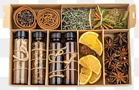 PNG Skin care box spice food arrangement.