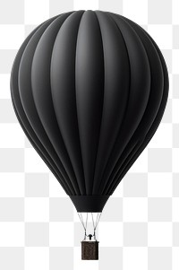 PNG 3d render of hot air balloon matte black material aircraft white background transportation.