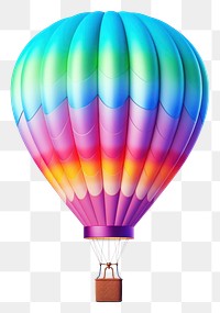 PNG 3D render of hot air balloon iridescent aircraft vehicle white background.