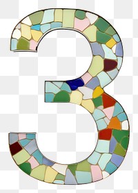 PNG  Mosaic letters number 3 shape white background outdoors.