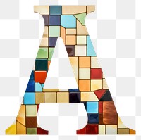 PNG  Mosaic tiles letters A alphabet number shape.