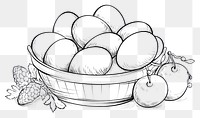 PNG Basket of easter eggs sketch drawing plant.