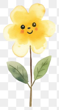 PNG Cute watercolor illustration of a Wallflower blossom drawing nature.