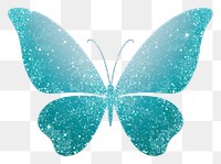 PNG Cyan color butterfly icon turquoise glitter shape.
