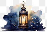 PNG Lamp of Eid Mubarak watercolor background lantern architecture illuminated.