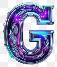PNG Character G violet text neon.