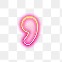 PNG comma pink neon design, transparent background