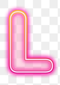 Letter L png pink neon design, transparent background