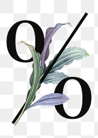 Floral percentage png digital art illustration, transparent background