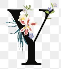 PNG floral letter Y digital art illustration, transparent background