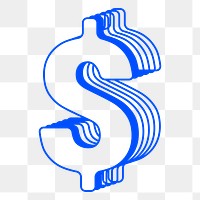 PNG layered blue dollar sign, transparent background
