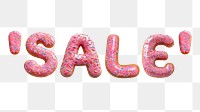 Sale png 3D donut word, transparent background