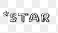 Star word png 3D silver illustration, transparent background