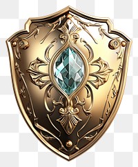 PNG Gold knight shield gemstone jewelry pendant.
