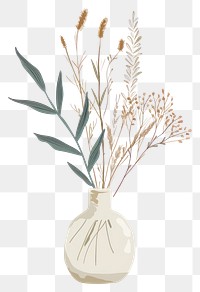 PNG Botanical illustration wild flower vase plant jar centrepiece decoration. 