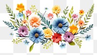 PNG Garden flowers floral border pattern plant white background.